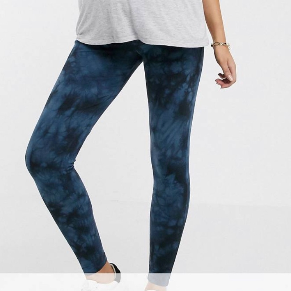 ASOS maternity tie dye tonal blue leggings cotton